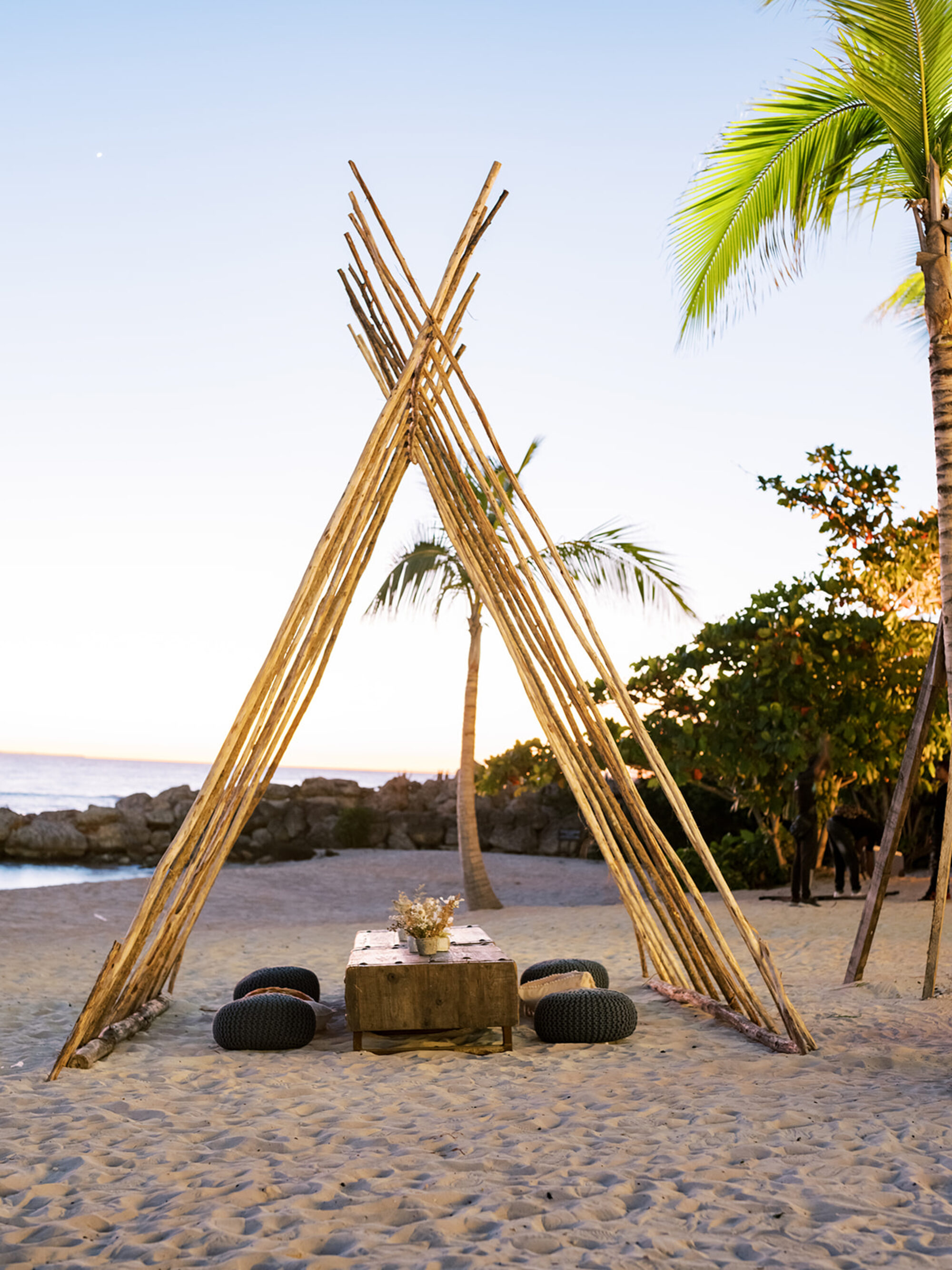 Darien & Sean · Beach Party — fabrication detail, Playa Minitas, Casa de Campo