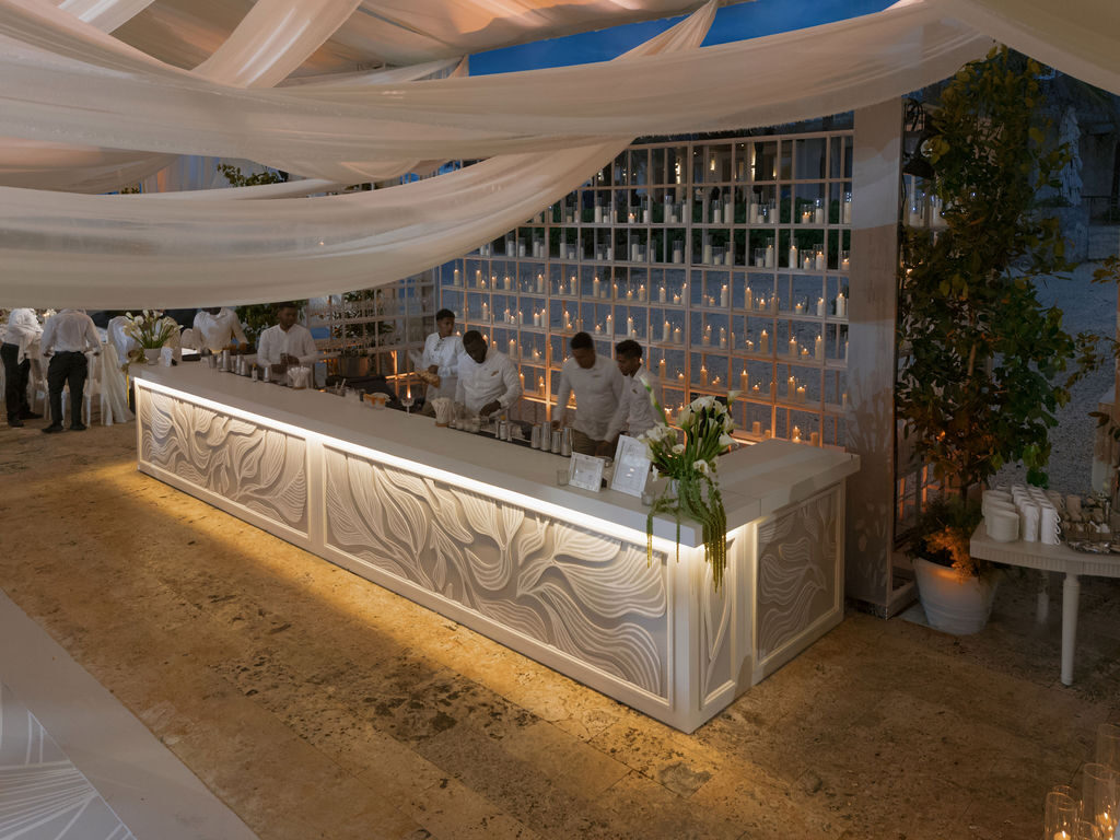 St. Regis · Natasha & Marco — scenic fabrication by Eccentrico Studio, St. Regis Cap Cana, DR